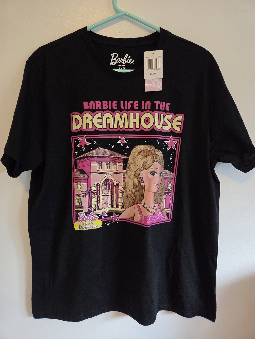 Barbie Black Tee with Pink & Yellow Dreamhouse Graphic
